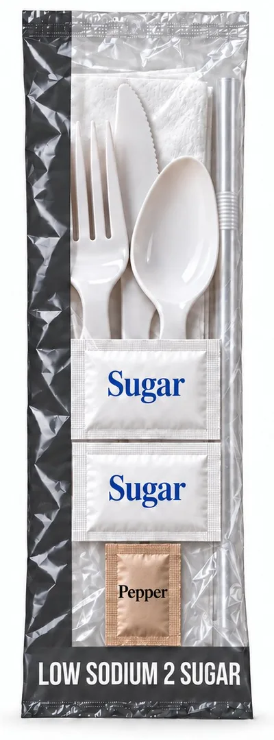 Gray Low-Sodium Meal Kit with Cutlery, Medd Max item GKC2S250