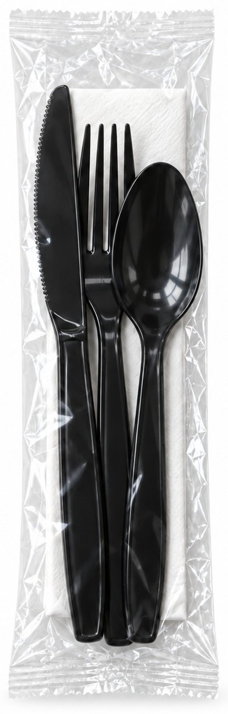 Heavyweight Black Cutlery Kit with Napkin