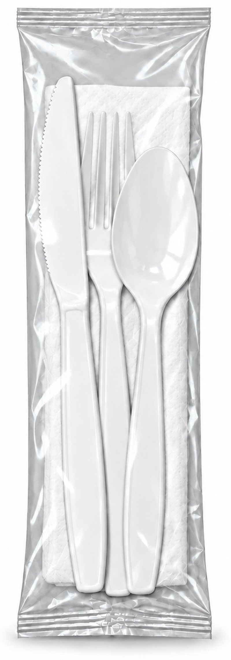 Mediumweight White Cutlery Kit with Napkin